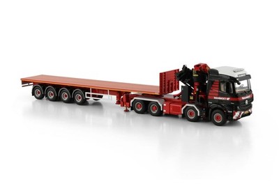 Mercedes Arocs Palfinger crane+jib flatbed trailer 