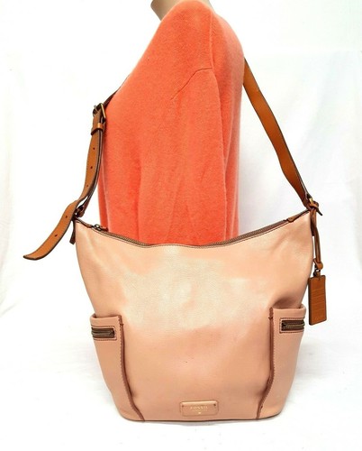 FOSSIL EMERSON NUDE LEATHER SMALL HOBO 
