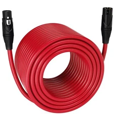 LyxPro Microphone 300 feet XLR Cable, Male to Female, 3 Pin Mic Cable, Red