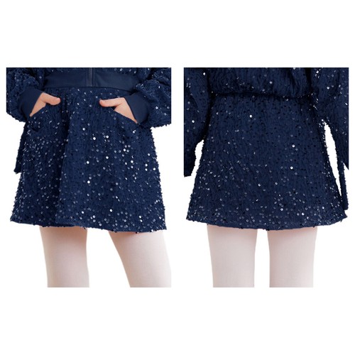 Kids Girls Sequins Dance Velvet Casual Skirt Shiny A-Line Skirts Christmas - Picture 52 of 95