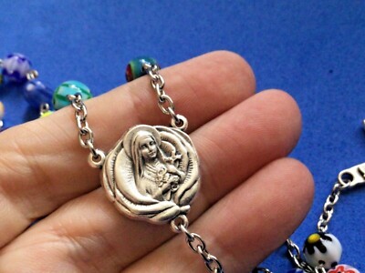 Custom St THERESE Millefiori SOIL RELIC 1910 St Therese Crucifix