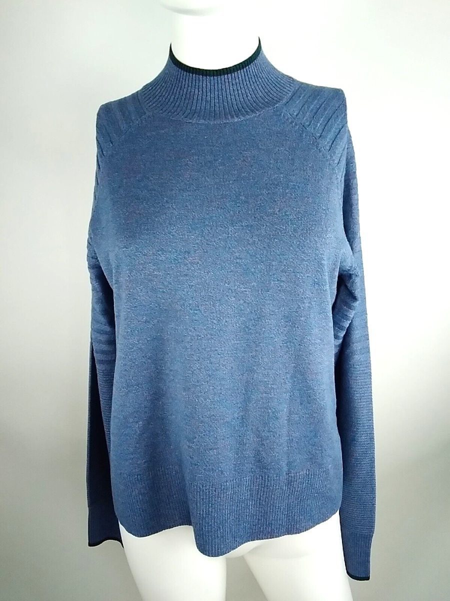 Smartwool Women Edgewood Mock Neck Sweater Violet Blue Marl Medium