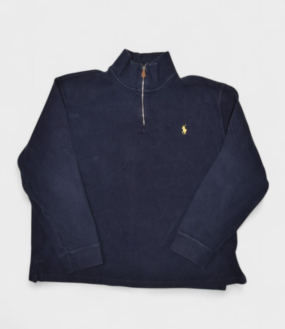 Polo Ralph Lauren maglione uomo XL blu navy 1 4 zip pullover cotone felpa pony