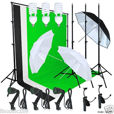 Linco Studio Lighting Photography 3 Muslin Backdrop Light Stand Kit
