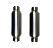 2.5" Inlet / Outlet Exhaust Muffler 12" Length Resonator SS Pair of 2