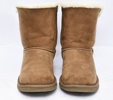 UGG AUSTRALIA BAILEY BOW II Girls Sheepskin Suede Chestnut Ankle Boots Sz 5