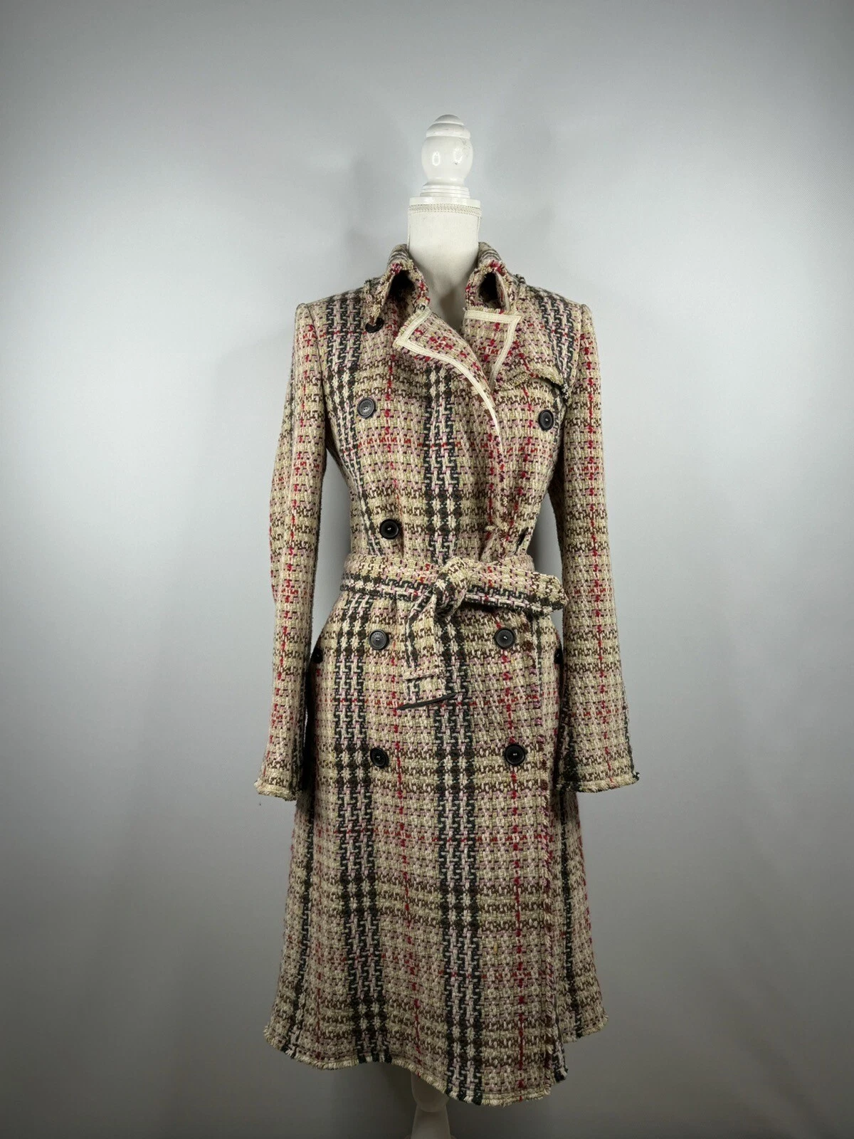 Burberry — Burberry Women's Wool Cashmere Trench Coat Overcoat Nova Check Size 40
