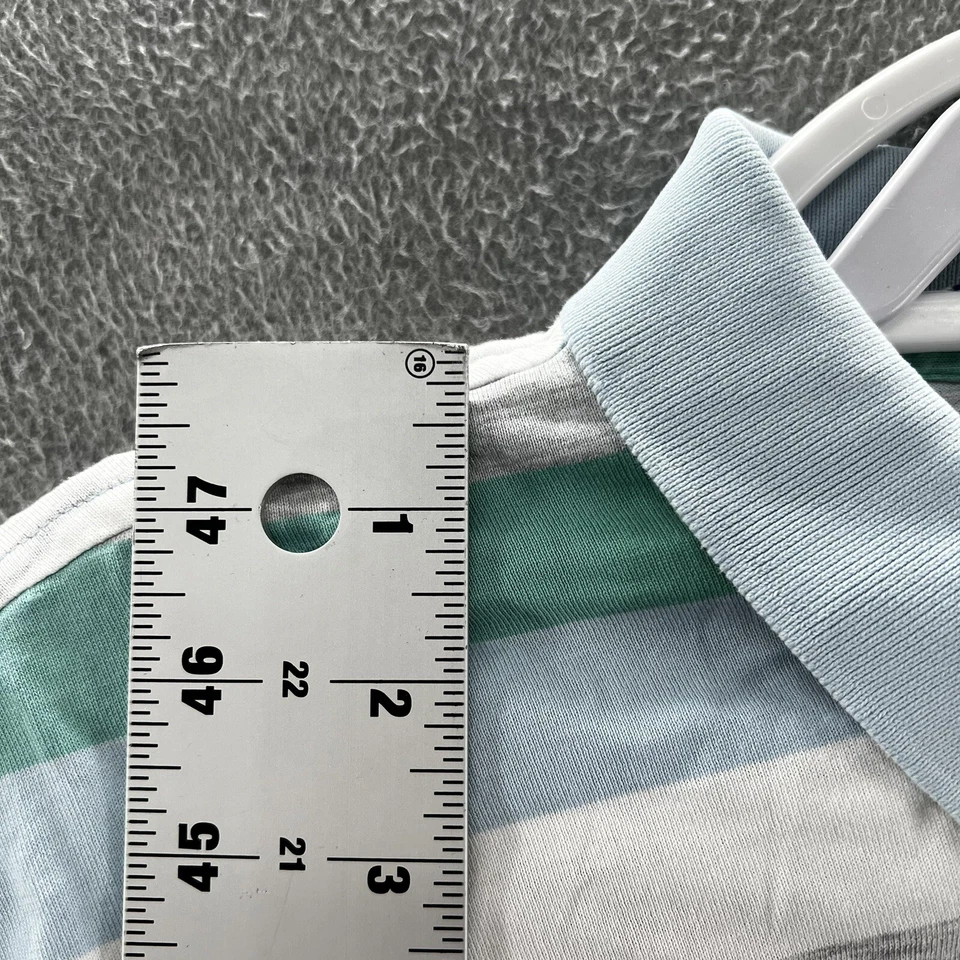 lacoste mens striped green short sleeve polo henley shirt size 6 - Image 3 of 4