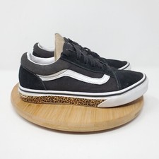 Vans Old Skool Girls 2.5 Sneakers Lace Up Low Shoes Black Suede Leopard Trim