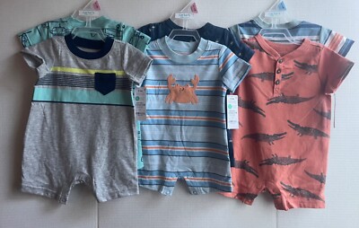 Carter Baby Clothes Outfit pack Short Romper Helicopter Crocodile Crab 