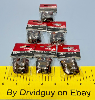 Lot of 6 Stagg FPS-M Finger Pick Sets; Medium