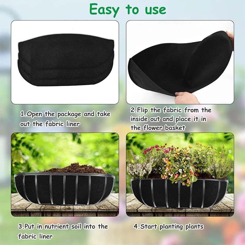 3Pcs Trough Coco Liner Planting Flower Wall Hanging Basket Planter Window Box XY - Image 2 of 4