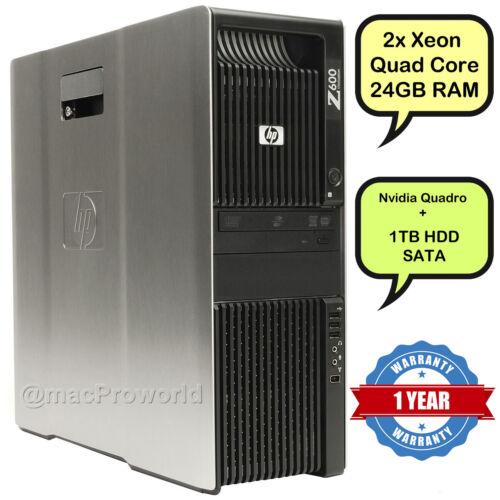 HP Z600 Workstation 2x Xeon E5530 8-CORE CPU 24GB DDR3 Quadro Windows 10 PRO 1 TB - Bild 1 von 3