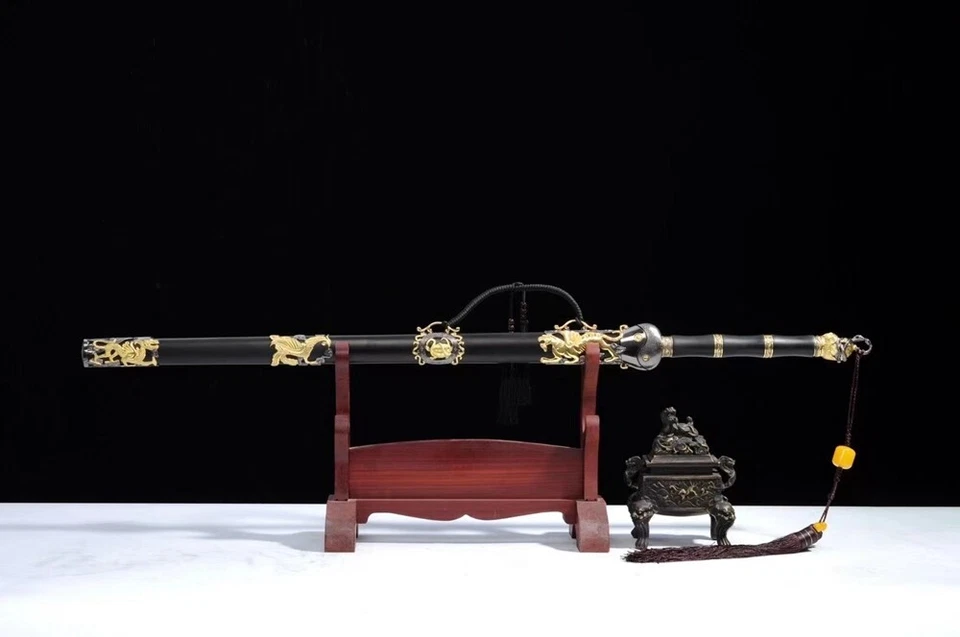 Handmade Chinese Kung Fu Sword Sharp Damascus Blade Wushu Tai Chi Jian Full Tang - Image 2 of 4