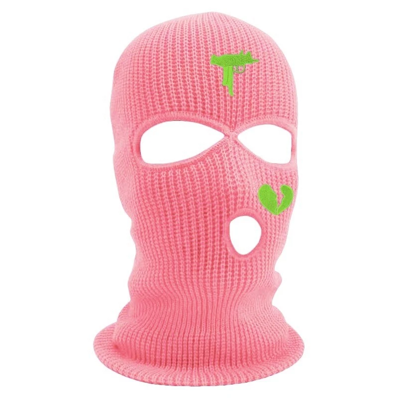 New 3 Hole Full Face Ski Mask Winter Cap Balaclava Hood Beanie Uzi Heart Pink