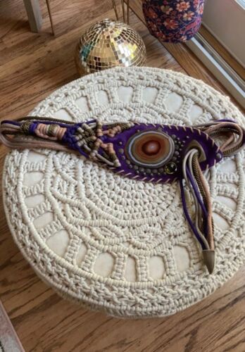 vintage manett purple suede rope crystal belt