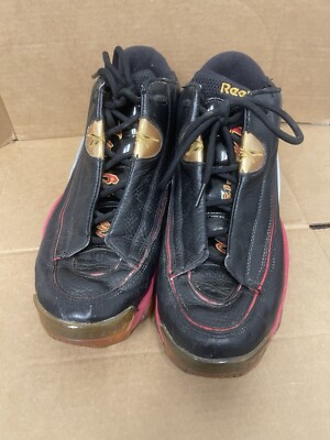 レオ Reebok The Answer DMX 10 Black Red Gold Sneakers J02565 Men's Size