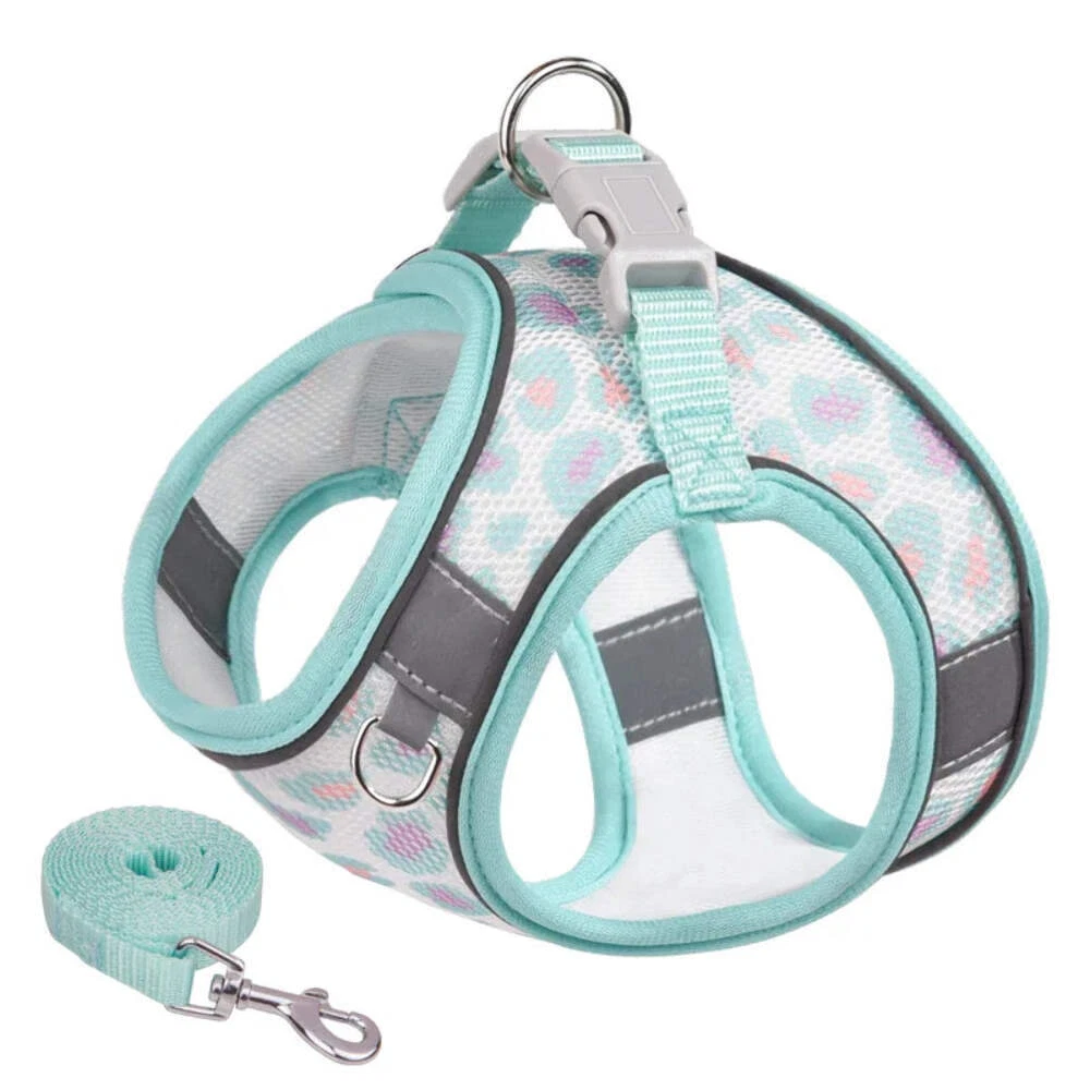 Dog Harness Leash Set Breathable Pet Chest Strap Puppy Kitten Reflective Vest fo