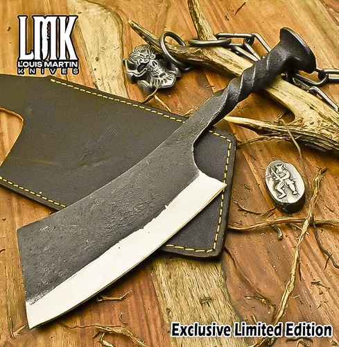 LMK Handmade Clever Chopper Axe Knife ATS-34 Steel Carbon Engraving Hiking