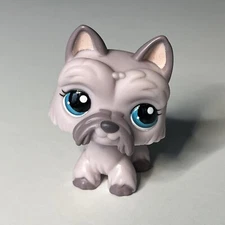 LPS #1201 Scottie Dog Gray Puppy Figure Blue Eyes Authentic Littlest Pet Shop