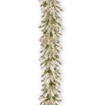 9ft.Snowy Sheffield Spruce Artificial Christmas Garland w/Twinkly LED Lights