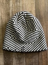 Igloos Knit Cap Snow Ski Beanie Nordic black white Vintage Geometric Maze Fleece