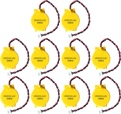 EEMB 10 Pack CMOS Battery CR2032 3V Lithium Battery with 2 Pin 2 Wire Cable 