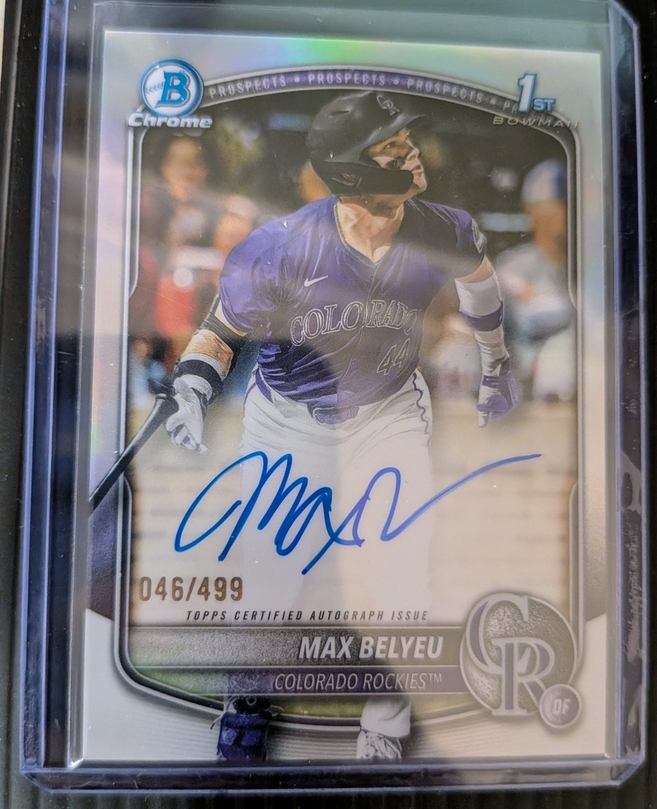 MAX BELYEU 2025 BOWMAN CHROME DRAFT 1ST REFRACTOR AUTO /499 Rockies