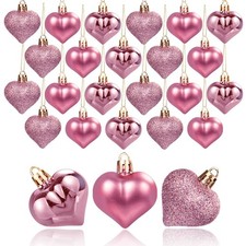Valentines Day Decorations Heart Ornaments - 36pcs Rose Gold