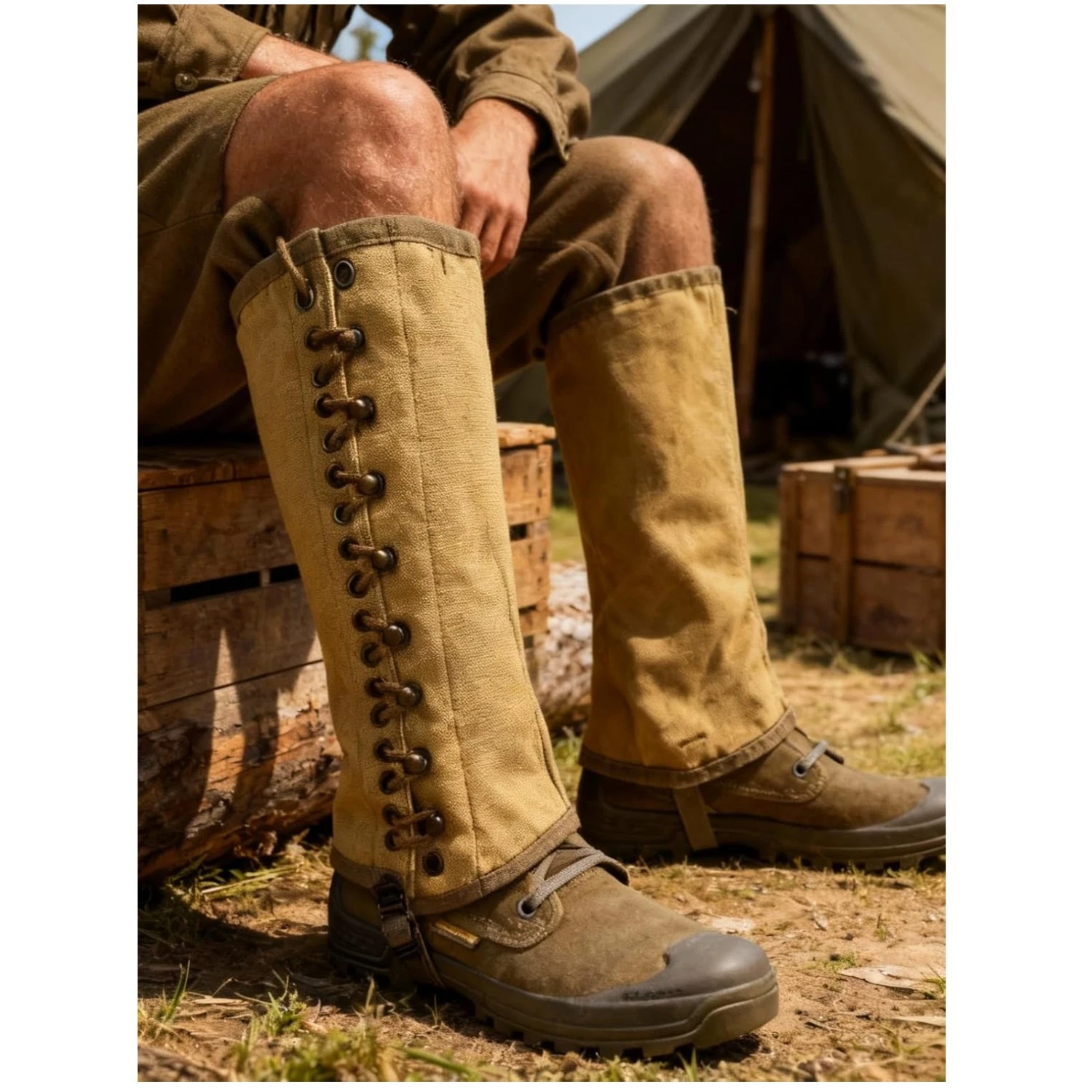 Khaki Canvas Puttee Protection for Legs