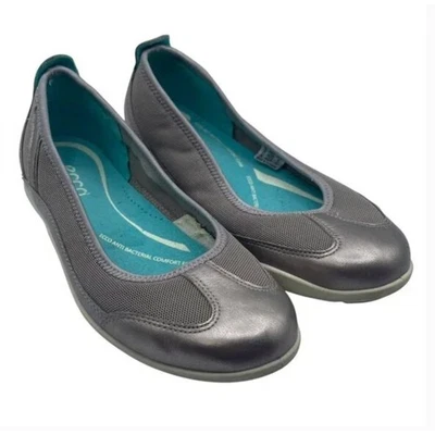 ECCO Sense Womens Metallic Pewter Mesh Leather Comfort Ballet Flats Size 36 - Image 1 of 4