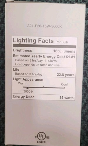 6 Pack Of GREENCREATIVE A21 E26 LED DIMMABLE 15W 120V 3000K BULBS - Picture 4 of 4