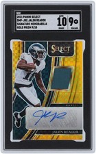 Jalen Reagor Eagles Signed 2021 Panini Select Gold #SMP-JRE #9/10 SGC 9/10 Card
