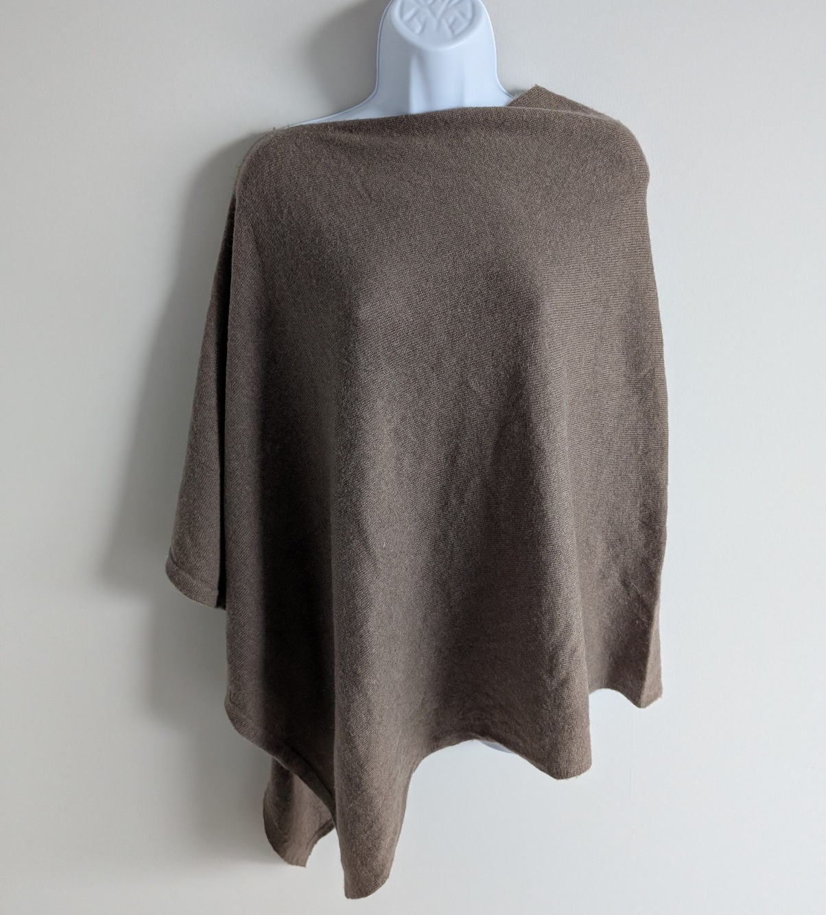 Knit Poncho Womens One Size Cashmere Wool Blend Minimal Layering Y2K Brown Boho