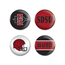 San Diego State Aztecs Football Wincraft NCAA Button Pins 4 Pack 1-1/4" Round