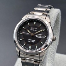 CITIZEN Eco-Drive E001-S024633 Solar Wristwatch Round Black Dial Silver 16cm Fit