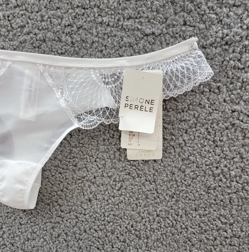 Panty Tanga Simone Perele Reflet Bordado Tul Para Mujer 3(M) Blanco Pull On Foto 4 de 4