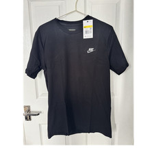 Image of Nike Men's Black Cotton Logo Embroidered Short Sleeve T-Shirt S AR4997-014
