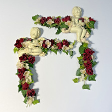 Set Angolo Swag Rosa Arredamento Shabby Chic Angelo Cherubino Composizione Floreale