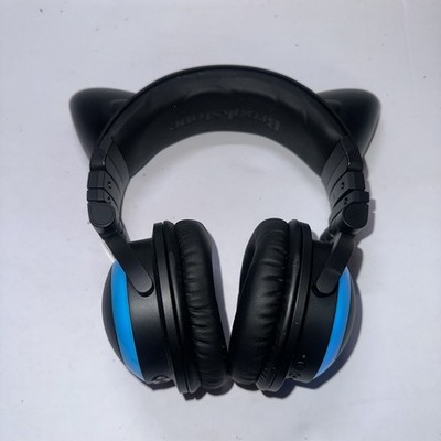 Brookstone Light Up Cat Ear Headphones blue Excellent READ