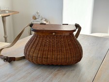 Stary kosz wędkarski kosz na ryby corrézien brocante shabby chic Francja