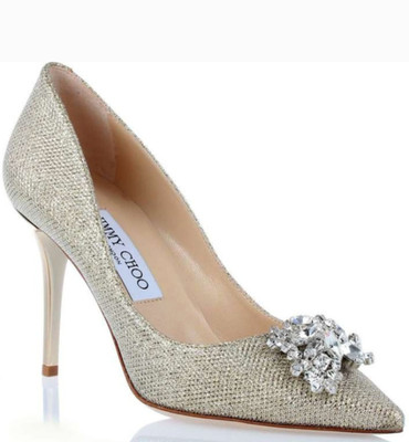 Jimmy Choo Gold Mamey Crystal Pumps - Size 39 (7 1/2 - 8 US)