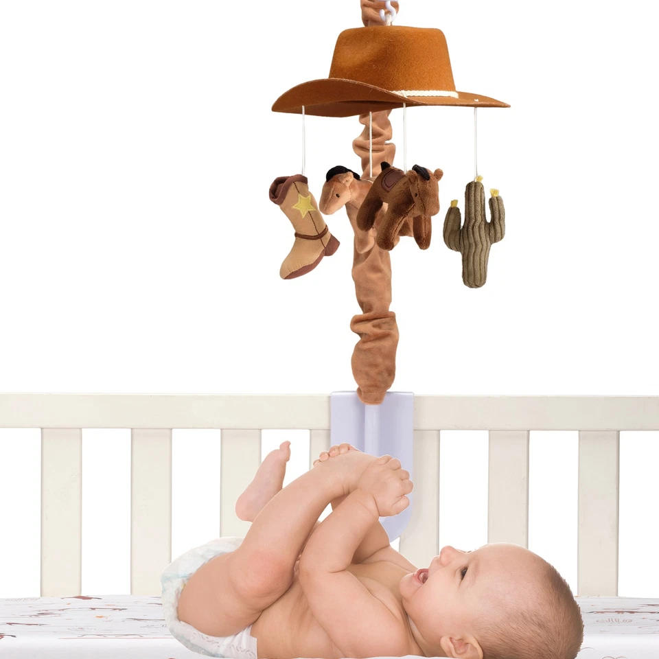 Lambs & Ivy Country Western Cowboy Hat Musical Baby Crib Mobile Soother Toy - Image 3 of 4
