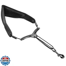 POGOLAB Saxophone Neck Strap, Leather Sax Strap with Soft and Comfortable Pad