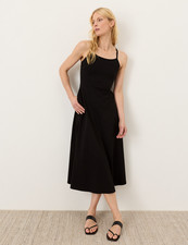 PACT Organic Fit Flare Midi Dress, black
