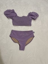 The Little Mermaid Girls Swimsuit Purple Glitter 2 Piece Size M 8
