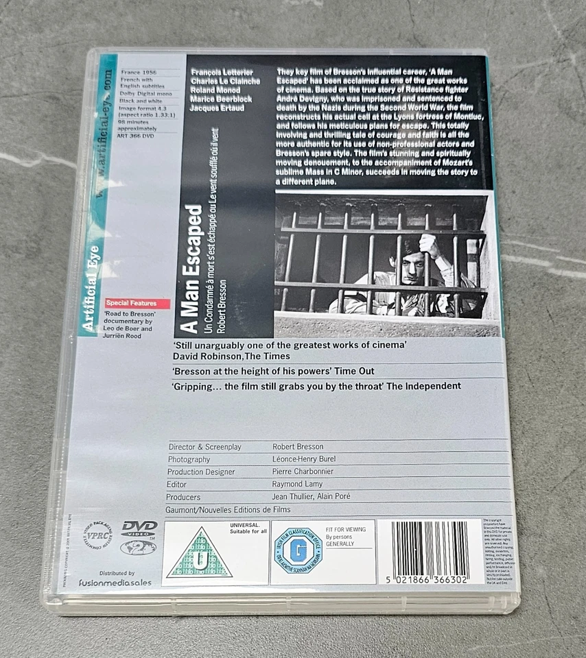 A Man Escaped DVD - Andre Devigny's Escape Robert Bresson Artifical Eye 366 DVD - Image 2 of 3