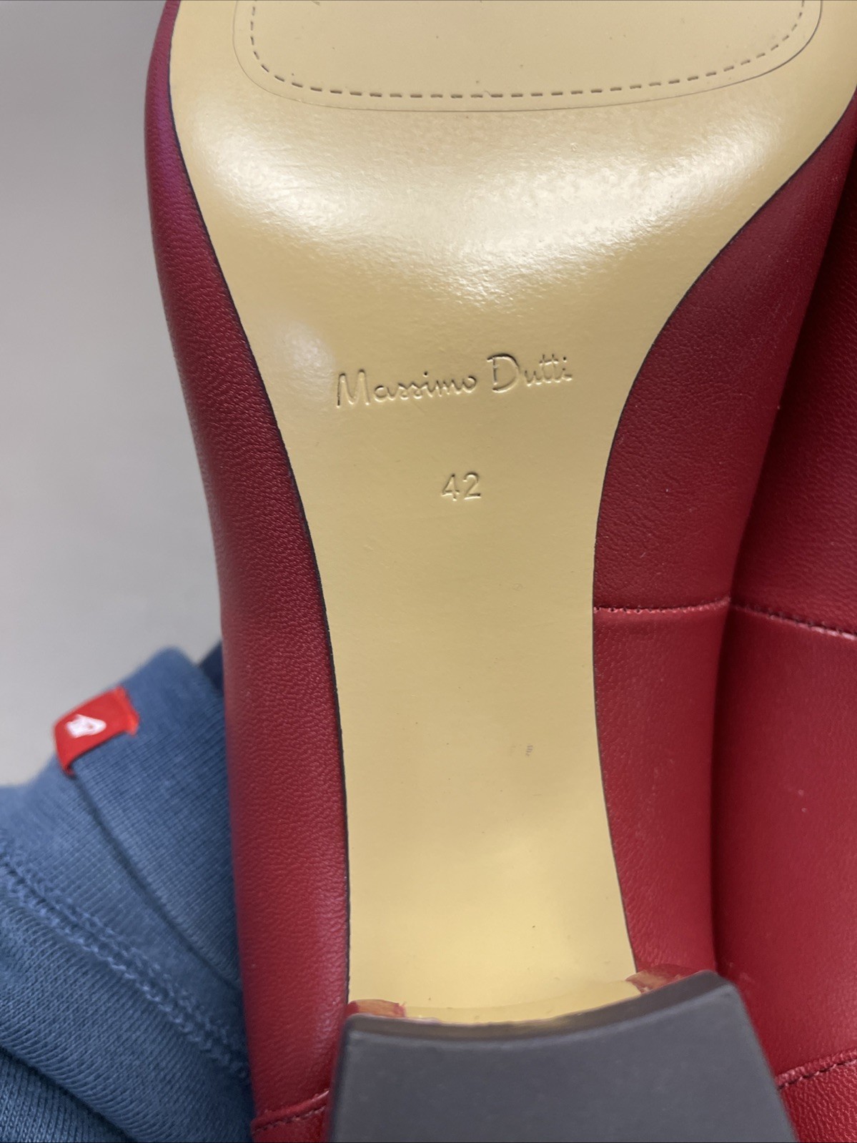 Massimo Dutti Womens Heels Size 42 Red Leather Block Heel Pointed Toe thumbnail 8