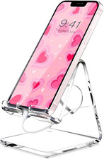 Crpich Acrylic Cell Phone Stand, Portable Phone Holder, Clear Phone Stand for De