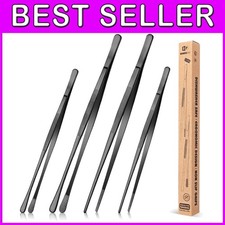 Kitchen Tweezers for Plating, Cooking, Repairing - 4 Pcs
